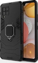 Samsung Galaxy A42 5G Hoesje - Mobigear - Armor Ring Serie - Hard Kunststof Backcover - Zwart - Hoesje Geschikt Voor Samsung Galaxy A42 5G