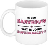 Ik ben barvrouw wat is jouw superkracht kado mok / beker / verjaardag