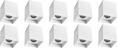 Opbouwspot 10 Pack - Primux Luxina Pro - GU10 Fitting - Opbouw Vierkant - Mat Wit - Aluminium - Verdiept - Kantelbaar - 90mm