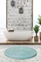 Nerge.be | Badmatten | Havai Round Mint 90x90 cm | %100 Acrylic - Handmade | Badmat Set | Antislip | Washable in the Machine | Soft surface