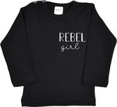 R Rebels | Katoenen Baby Shirt | Rebel Girl | Zwart | Maat 74/80