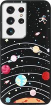 ADEL Siliconen Back Cover Softcase Hoesje voor Samsung Galaxy S21 Ultra - Ruimte Heelal Cartoon