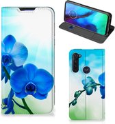 Stand Case met foto Motorola Moto G Pro Telefoonhoesje Orchidee Blauw