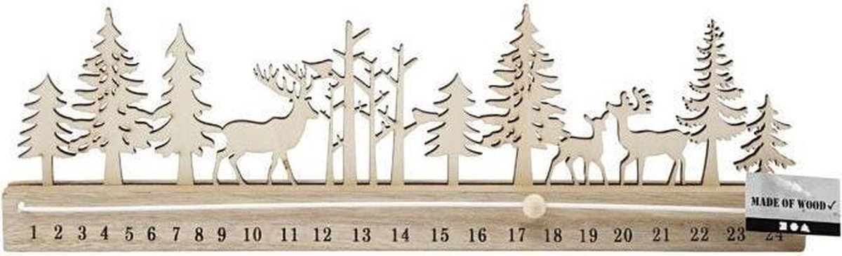 Advent kalender. H: 12 cm. L: 40 cm. B: 3.6 cm - 1 st