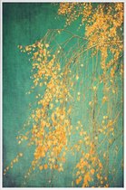 JUNIQE - Poster met kunststof lijst Zilveren berk -13x18 /Geel & Groen