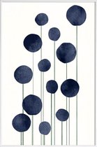 JUNIQE - Poster in kunststof lijst Waterflowers -20x30 /Blauw & Wit