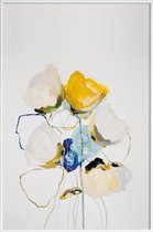 JUNIQE - Poster in kunststof lijst Aquarel met bloemen -20x30 /Geel &