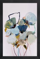JUNIQE - Poster in houten lijst Bloom 0831 -60x90 /Blauw & Grijs