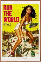 JUNIQE - Poster met kunststof lijst Run the World -13x18 /Geel