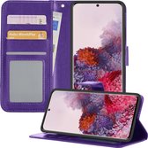 Hoesje Geschikt voor Samsung S20 Hoesje Book Case Hoes Wallet Cover - Hoes Geschikt voor Samsung Galaxy S20 Hoesje Bookcase Hoes - Paars