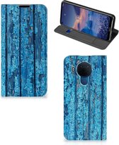 Telefoonhoesje Nokia 5.4 Magnet Case Wood Blue