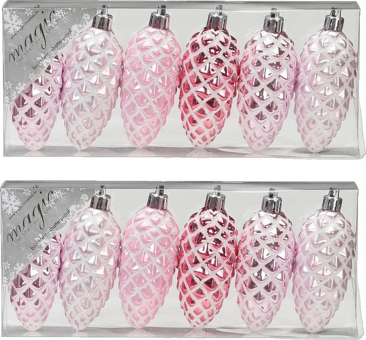 Christmas Goods Kersthangers - 12x - dennenappels - roze - 9 cm - kerstversiering