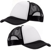 2x stuks truckers baseballcap / petje - zwart/wit - voor volwassenen