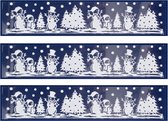 3x stuks velletjes kerst raamstickers sneeuw landschap 58,5 cm - Raamversiering/raamdecoratie stickers kerstversiering
