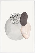 JUNIQE - Poster met kunststof lijst Pastels I -13x18 /Grijs & Ivoor