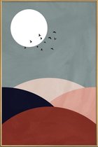 JUNIQE - Poster met kunststof lijst Hillscape II -20x30 /Grijs & Rood