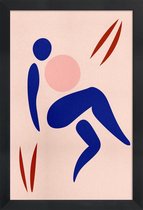 JUNIQE - Poster met houten lijst Blue -13x18 /Blauw & Roze