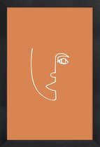 JUNIQE - Poster met houten lijst Perspective -13x18 /Bruin & Oranje