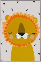 JUNIQE - Poster met kunststof lijst Leeuw kinderkamer illustratie