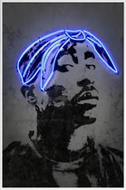 JUNIQE - Poster met kunststof lijst Tupac -13x18 /Blauw & Grijs