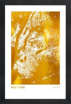 JUNIQE - Poster met houten lijst New York gouden -40x60 /Goud & Wit