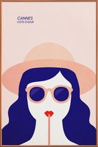 JUNIQE - Poster met kunststof lijst Cannes -30x45 /Blauw & Roze