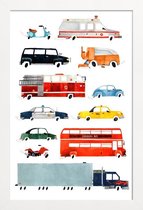 JUNIQE - Poster in houten lijst Cars and Lorries -20x30 /Kleurrijk