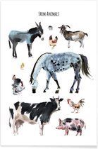 JUNIQE - Poster Farm Animals -40x60 /Bruin & Grijs
