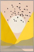 JUNIQE - Poster met kunststof lijst Sunflock -60x90 /Geel & Ivoor