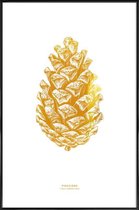 JUNIQE - Poster met kunststof lijst Pinecone gouden -13x18 /Goud & Wit