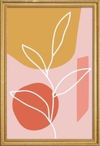 JUNIQE - Poster met houten lijst Grow -60x90 /Geel & Roze