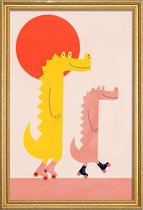 JUNIQE - Poster met houten lijst Roller Crocs -13x18 /Geel & Rood