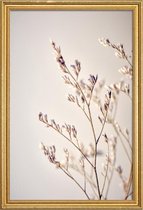 JUNIQE - Poster met houten lijst Purple Buds -20x30 /Bruin & Ivoor