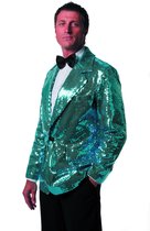 Wilbers & Wilbers - Glitter & Glamour Kostuum - Blauw Showmaster Paillettencolbert Luxe Man - blauw - Maat 50 - Carnavalskleding - Verkleedkleding