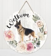 Welkom - Duitse Herder Langharig | Muurdecoratie - Bordje Hond