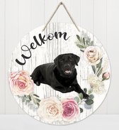 Welkom - Labrador zwart | Muurdecoratie - Bordje Hond