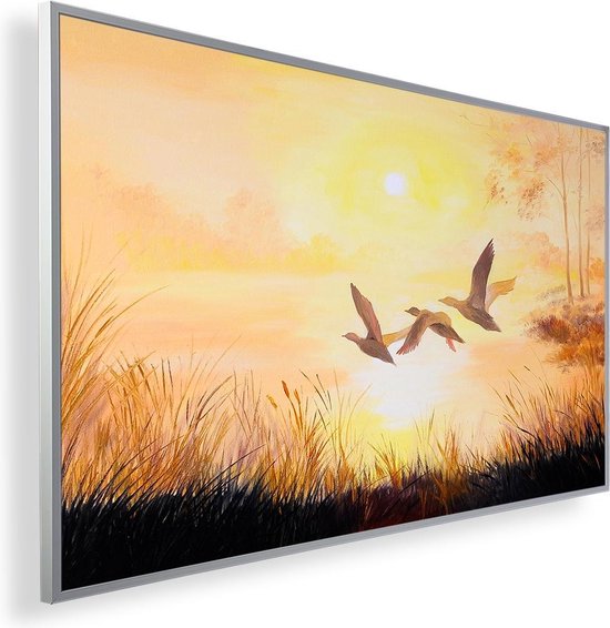 Foto: Infrarood verwarmingspaneel 450w met fotomotief en smart thermostaat 5 jaar garantie birds oil paint 108