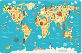 Muismat Eigen Wereldkaarten - Wereldkaart voor kinderen muismat rubber - 60x40 cm - Muismat met foto