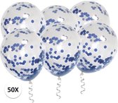 Blauwe Confetti Ballonnen 50 Stuks Luxe Gender Reveal Versiering Babyshower Verjaardag Blauwe Papier Confetti Ballon