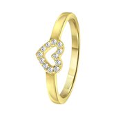 Lucardi Meisjes Kinder ring met plating - Hart - Zirkonia - Cadeau - Echt Zilver - Goudkleurig