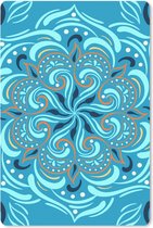 Muismat Vierkant patroon 1:1 - Abstract patroon van een gedetailleerde en oranje bloem op een blauwe achtergrond muismat rubber - 18x27 cm - Muismat met foto