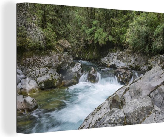 Rivière dans le parc national de Puyehue en Amérique Toile 90x60 cm - Tirage photo sur toile (Décoration murale salon / chambre)