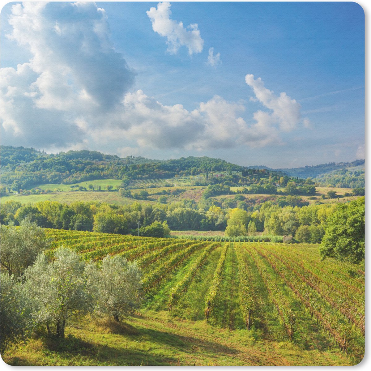 Muismat 20x20 cm - Mousepad Toscane - Landschap - Wolken - Muismatten