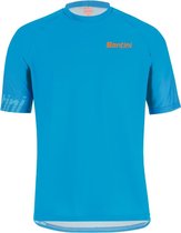 Santini Fietsshirt korte mouwen Heren Blauw Oranje - Sasso S/S Jersey - M