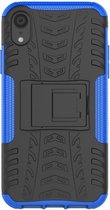 GadgetBay Shockproof Autoband hoesje TPU iPhone XR Case met Standaard - Blauw