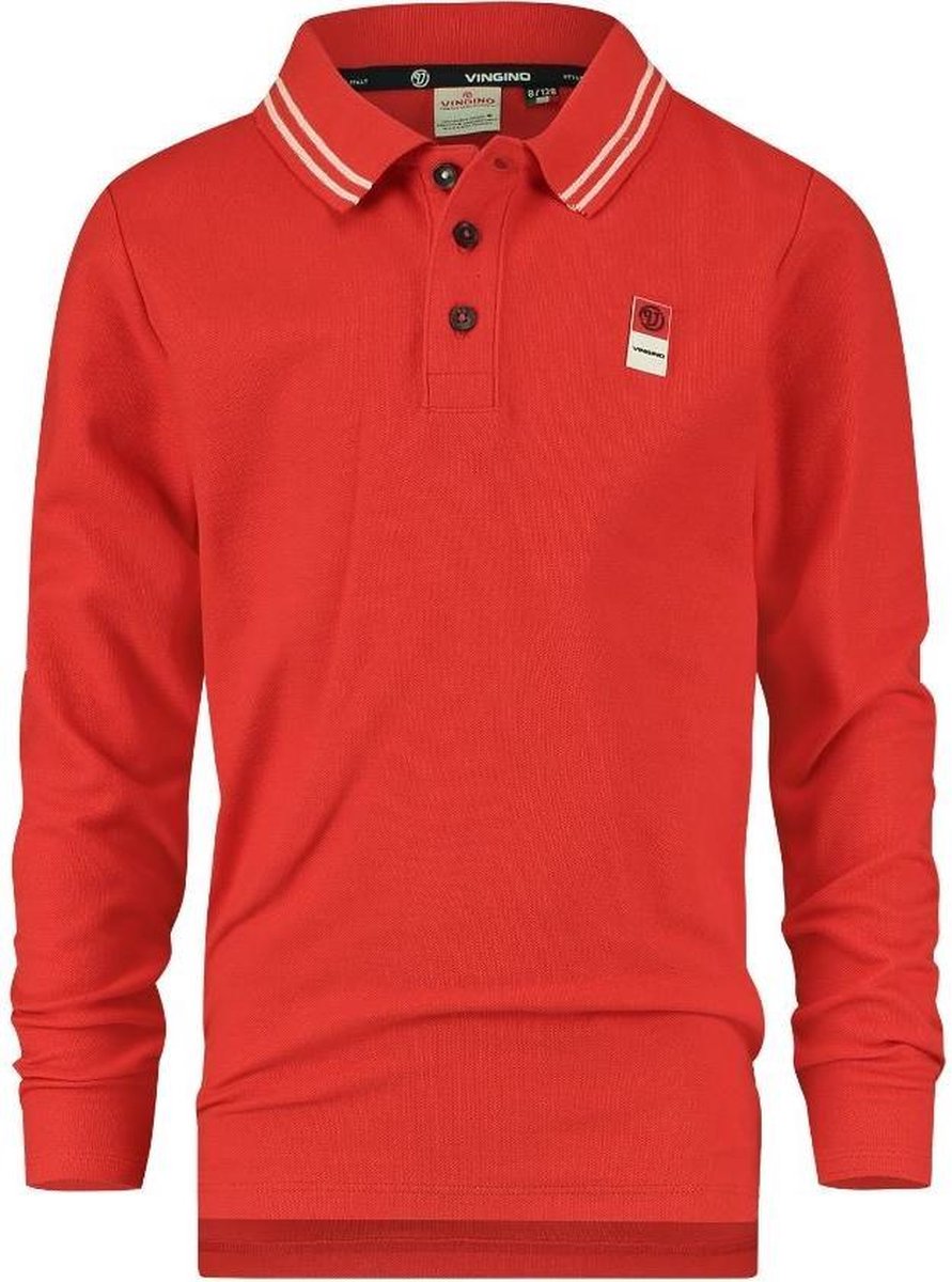 Vingino Longsleeve Polo Jongens Katoen Rood Maat 140 bol