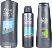 Dove Men Care Gift Set 200ml Anti-Perspirant Deodorant Spray + 400ml Shower Gel + 250ml Shampoo + Toiletry Bag