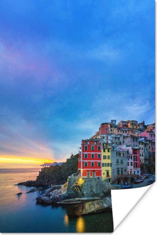 Twilight in Cinque Terre Poster 120x180 cm - Tirage photo sur Poster (décoration murale salon / chambre) XXL / Groot format!