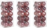60x stuks kleine kerstballen 3 cm roze kunststof  - Onbreekbare plastic kerstballen - Kerstversiering