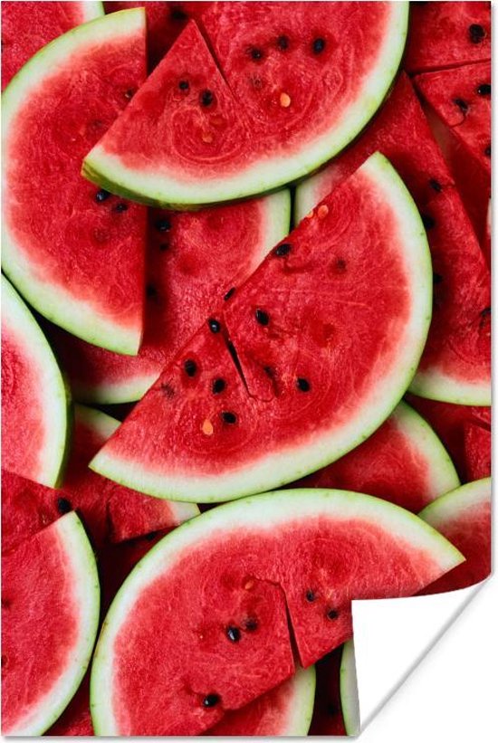 Waanzinnig rode kleuren van de binnenkant een watermeloen Poster 120x180 - Foto... bol.com